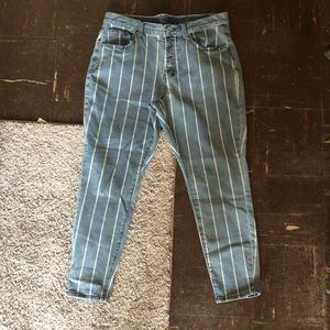 rue 21 high waisted skinny jean with white stripes